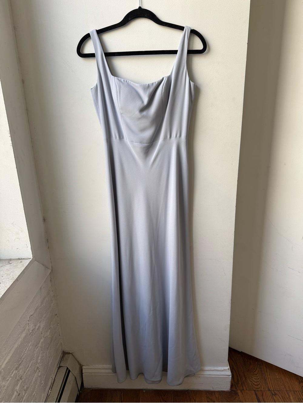 Jenny Yoo Maeve Dress In Pebbled Crepe Whisper Blue